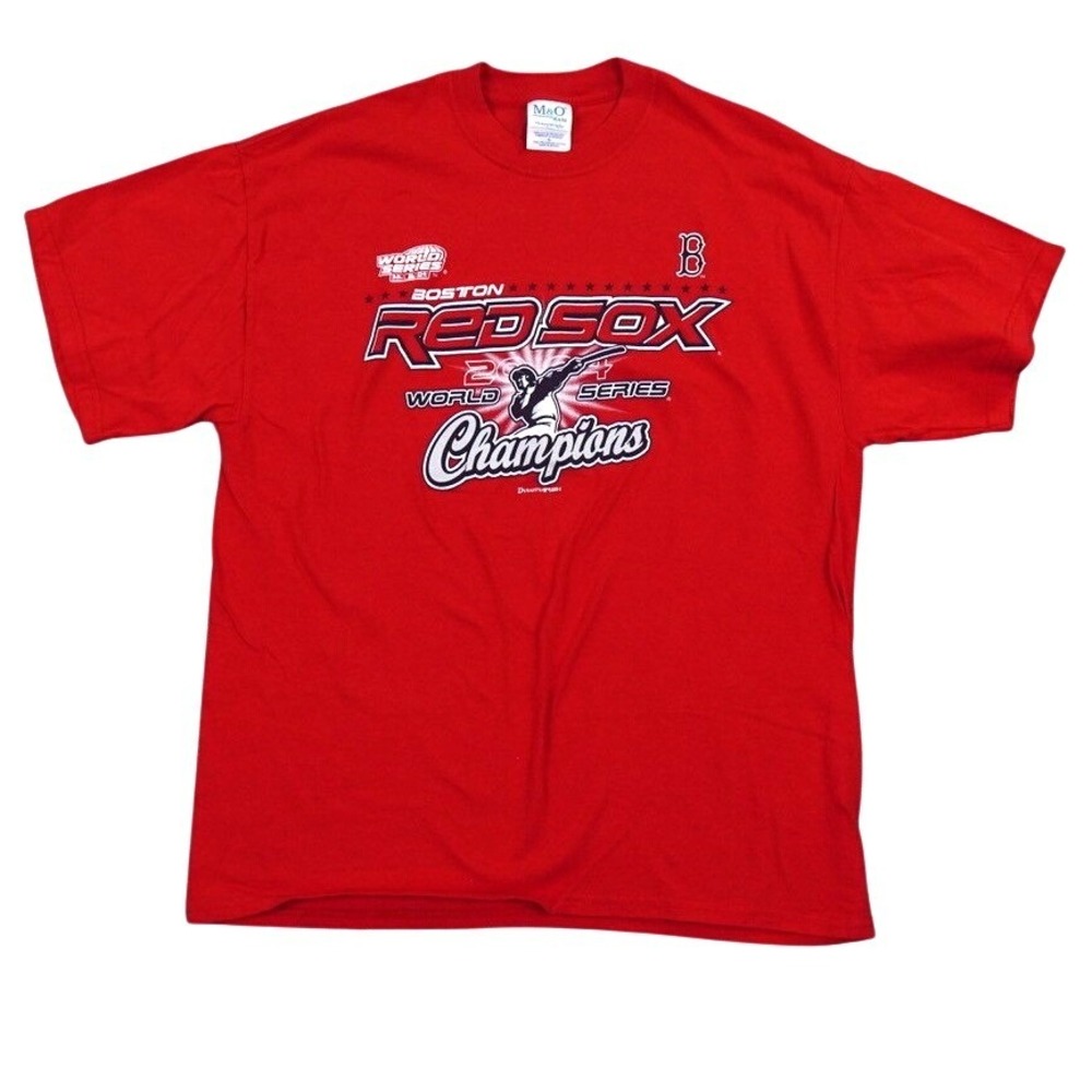 VTG Boston Red Sox T Shirt Mens XL Red M&O Knits  2004 World Series Y2K MLB Logo
